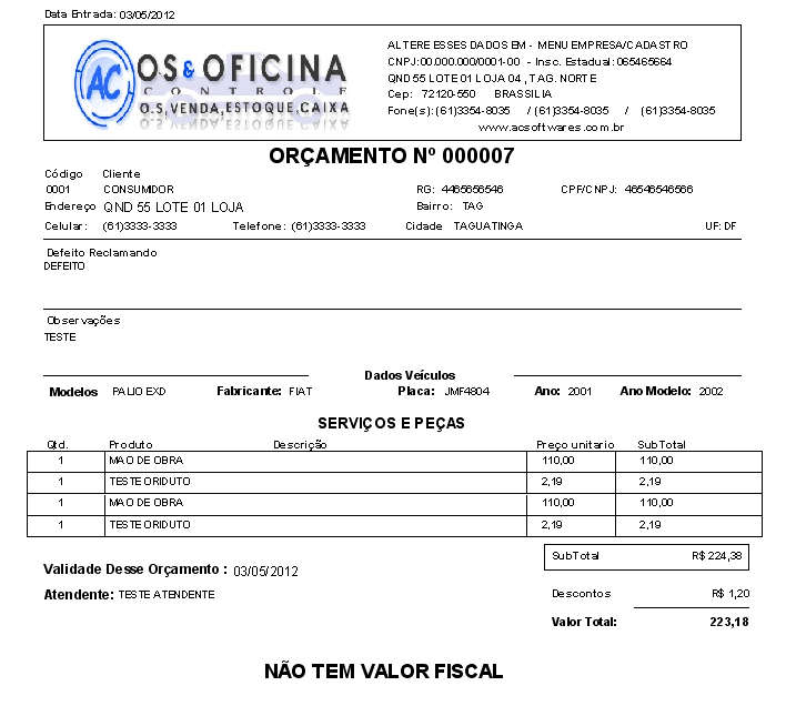 Ordem de Serviço Oficina com Controle de Estoque e vendas